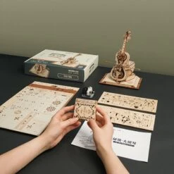 ROKR Magic Cello Music Box Wooden Model Kit